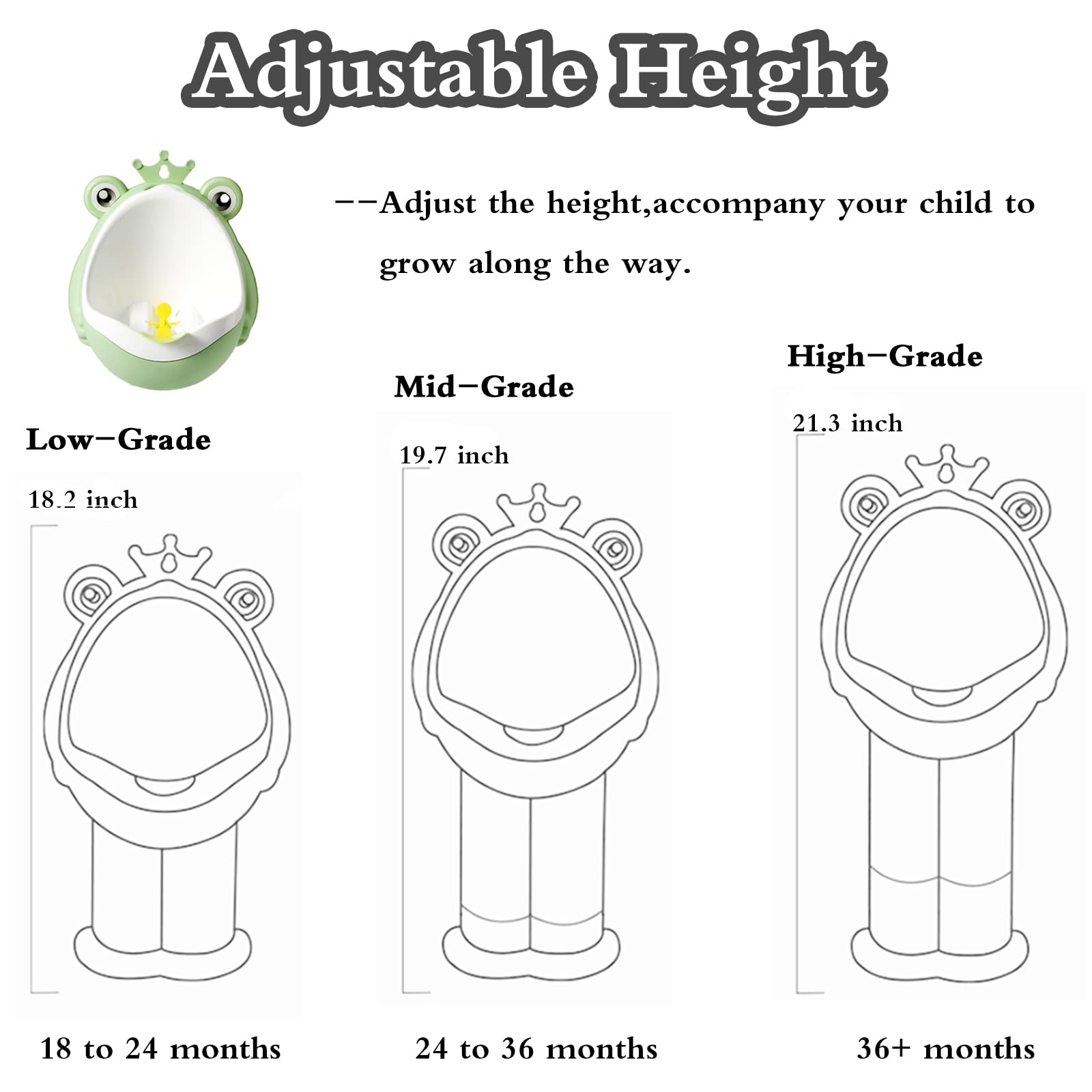 Xeehwb Frog Pee Training adjustable height levels to grow with your child and simplify training