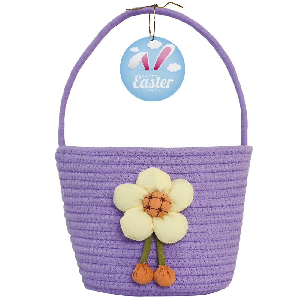 XENTUMI Easter basket with plush character designs, ideal for playful egg hunts.