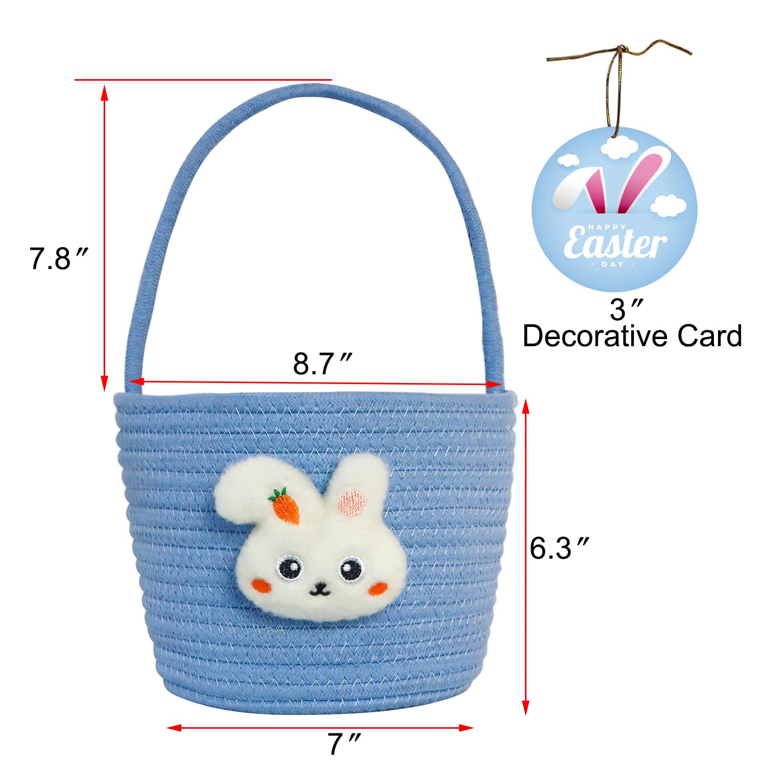XENTUMI Easter basket ready for egg hunts with ample space for gifts.