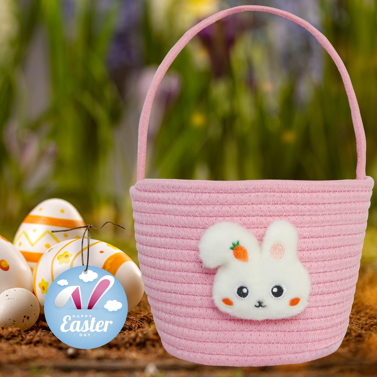 XENTUMI Easter basket with handle for easy carrying during celebrations