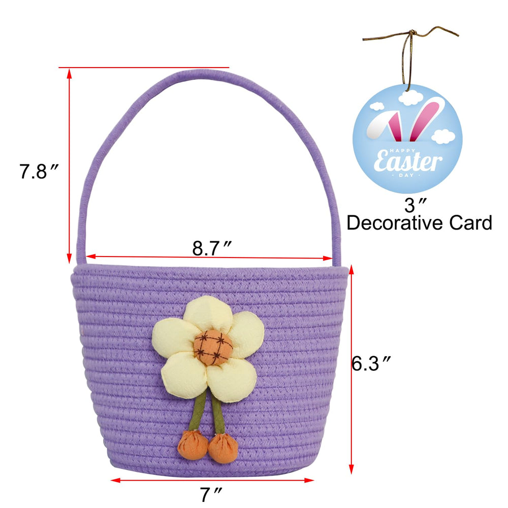 XENTUMI Easter basket features a sturdy handle for easy carrying by kids.