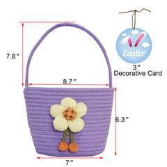 XENTUMI Easter basket features a sturdy handle for easy carrying by kids.