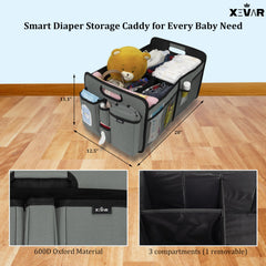 XEVAR diaper caddy mesh pockets keep wipes and small items within reach