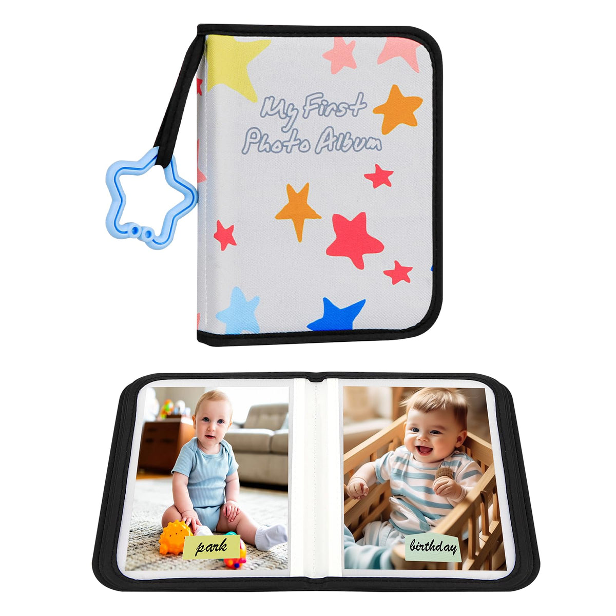 Xfveiwoo baby’s first photo album with black cover keeps memories organized
