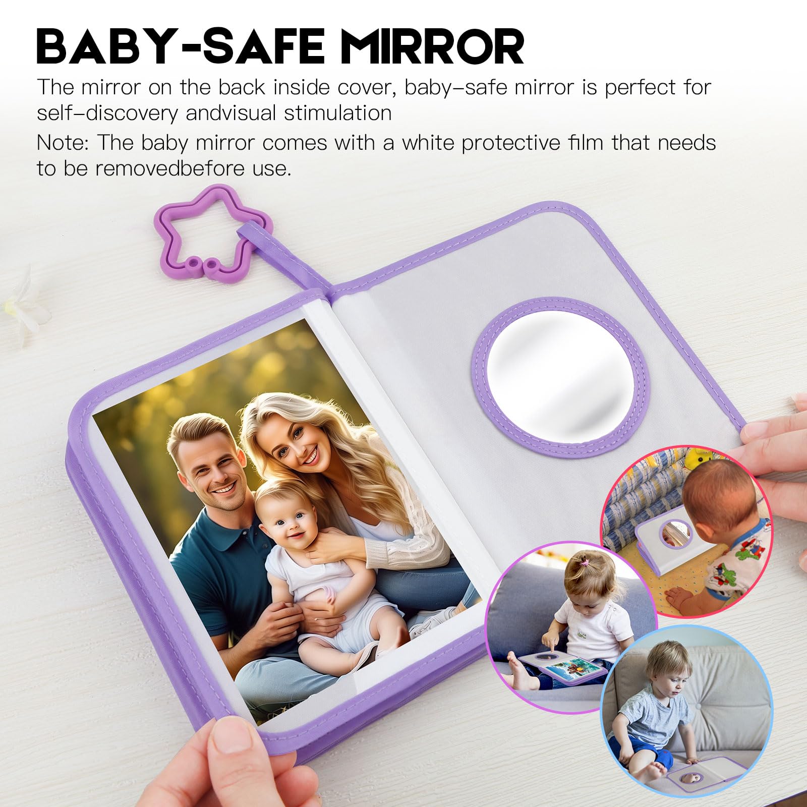 Xfveiwoo baby's first photo album purple baby-safe mirror invites curious exploration