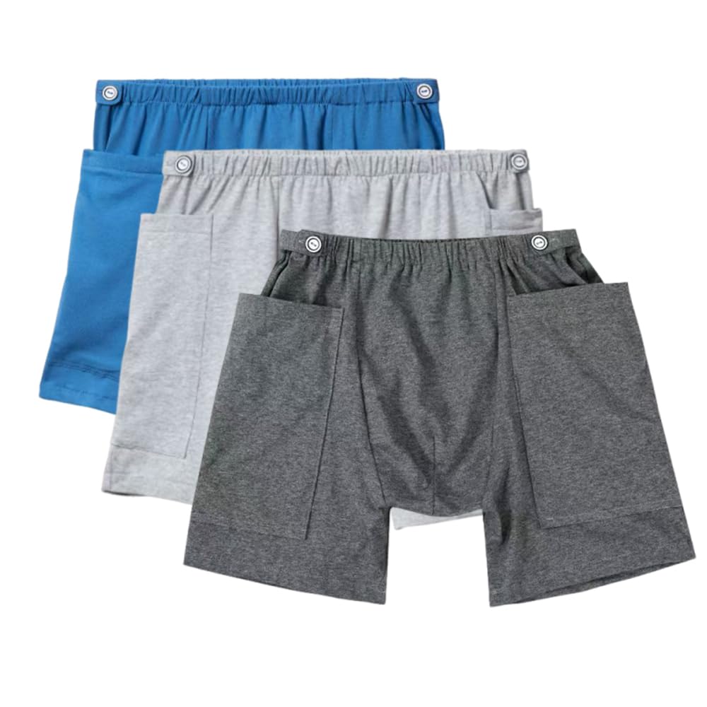XGNYHHD 3 Pack Urine Bag Shorts for Men with double pockets for secure bag storage.