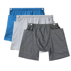 XGNYHHD 3 Pack Urine Bag Shorts for Men with double pockets for secure bag storage.