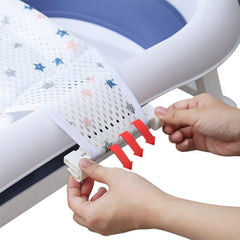 XGOPTS bath seat size 0-6m fits most standard tubs for infants.