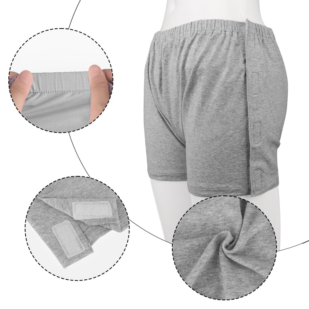 XGOPTS tear-away shorts closeup of snap-buttons for quick on/off.