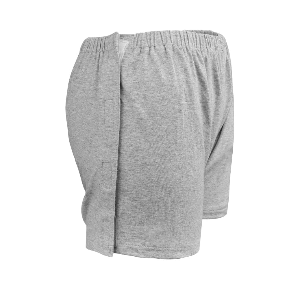 XGOPTS tear-away shorts front view with snap closure for easy dressing.