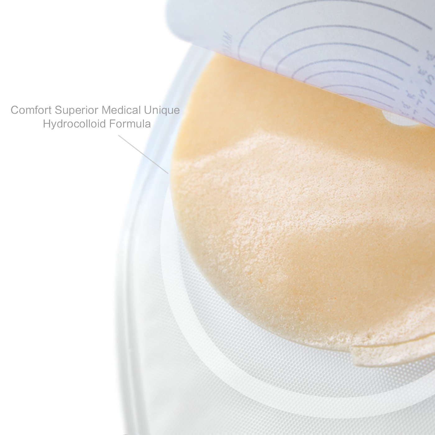 XHIVAR cut-to-fit flange 20-65mm demonstrates customizable seal for different stoma sizes.