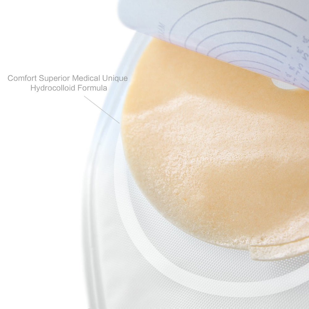 XHIVAR cut-to-fit flange 20-65mm demonstrates customizable seal for different stoma sizes.