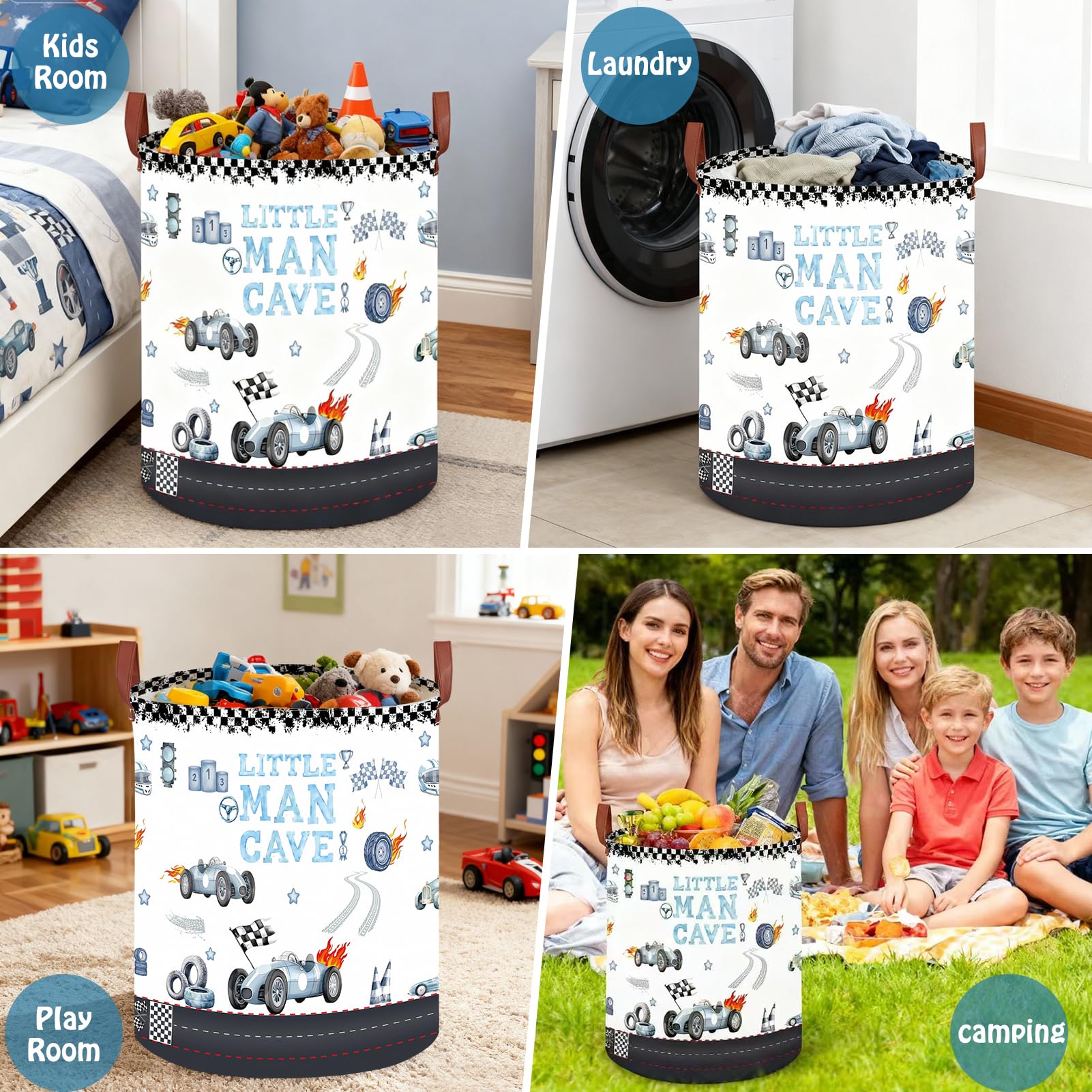 XHWZOF 45L nursery hamper with leather handle for sturdy daily use.