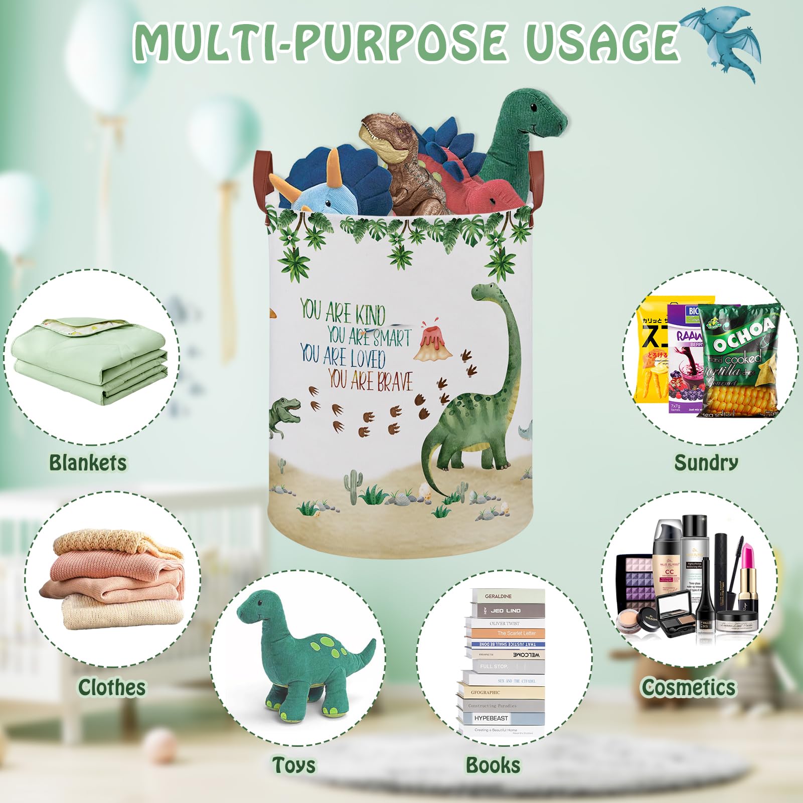 XHWZOF Collapsible toy bin portable for nursery and travel use.