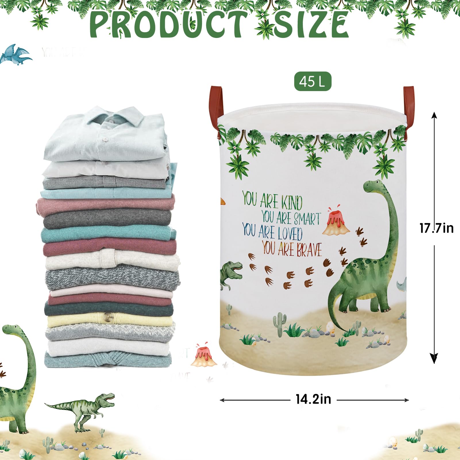 XHWZOF Dinosaur Toy Bin collapsible in cabinet for space-saving storage.