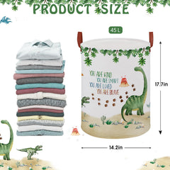 XHWZOF Dinosaur Toy Bin collapsible in cabinet for space-saving storage.