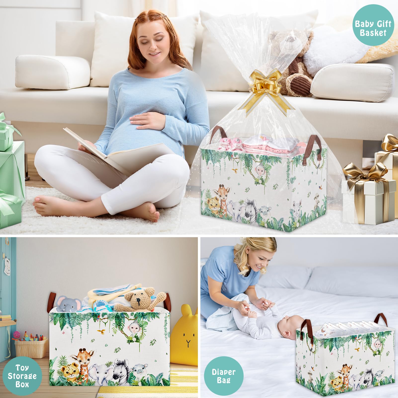 XHWZOF Jungle Baby Basket gift set included for gifting occasions.