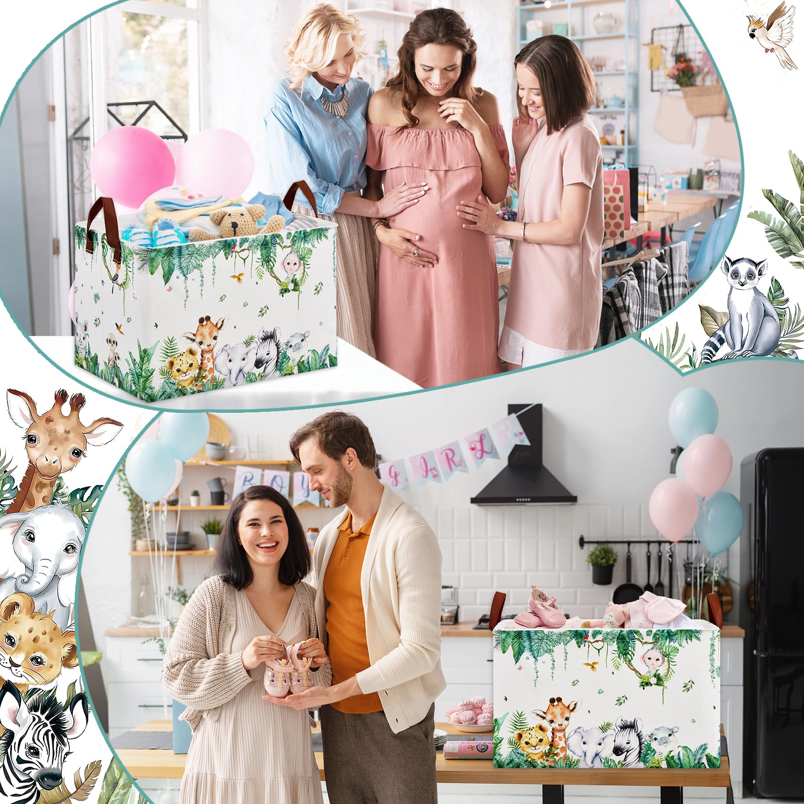 XHWZOF Jungle Baby Basket safari decor brightens a nursery.