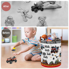 XHWZOF Monster Trucks Fire collapsible basket ideal for quick room organization.