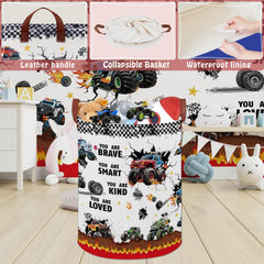 XHWZOF Monster Trucks Fire nursery storage keeps toys tidy and accessible.