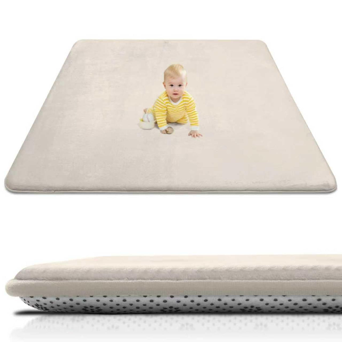 Xiaoxinluck Baby Play Mat top view shows plush coral velvet surface for tummy time