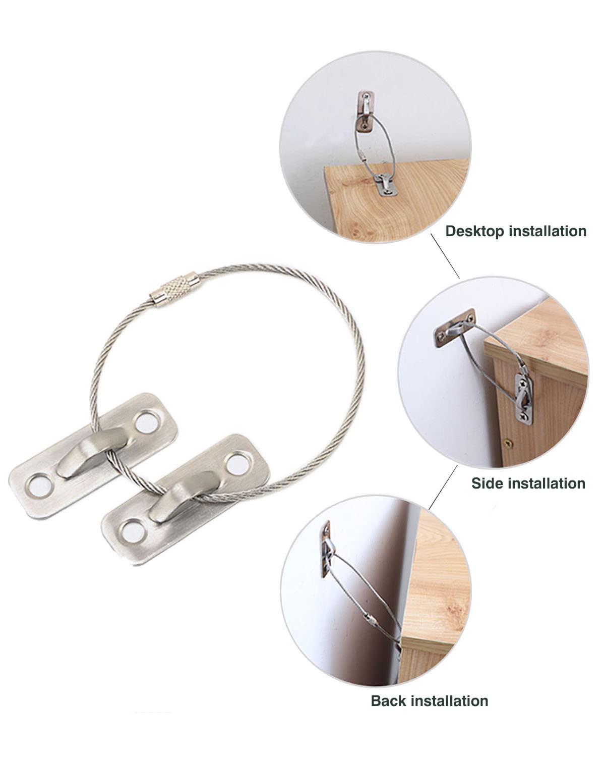 xicveiuz 6-pack furniture anchors detachable strap closeup; durable stainless steel connection