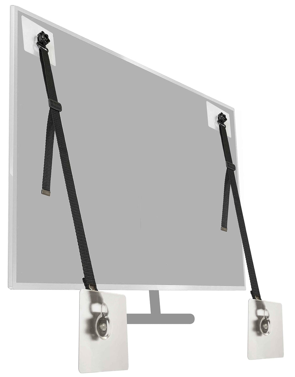 Xicveiuz no-drill TV safety straps secure the flat screen.