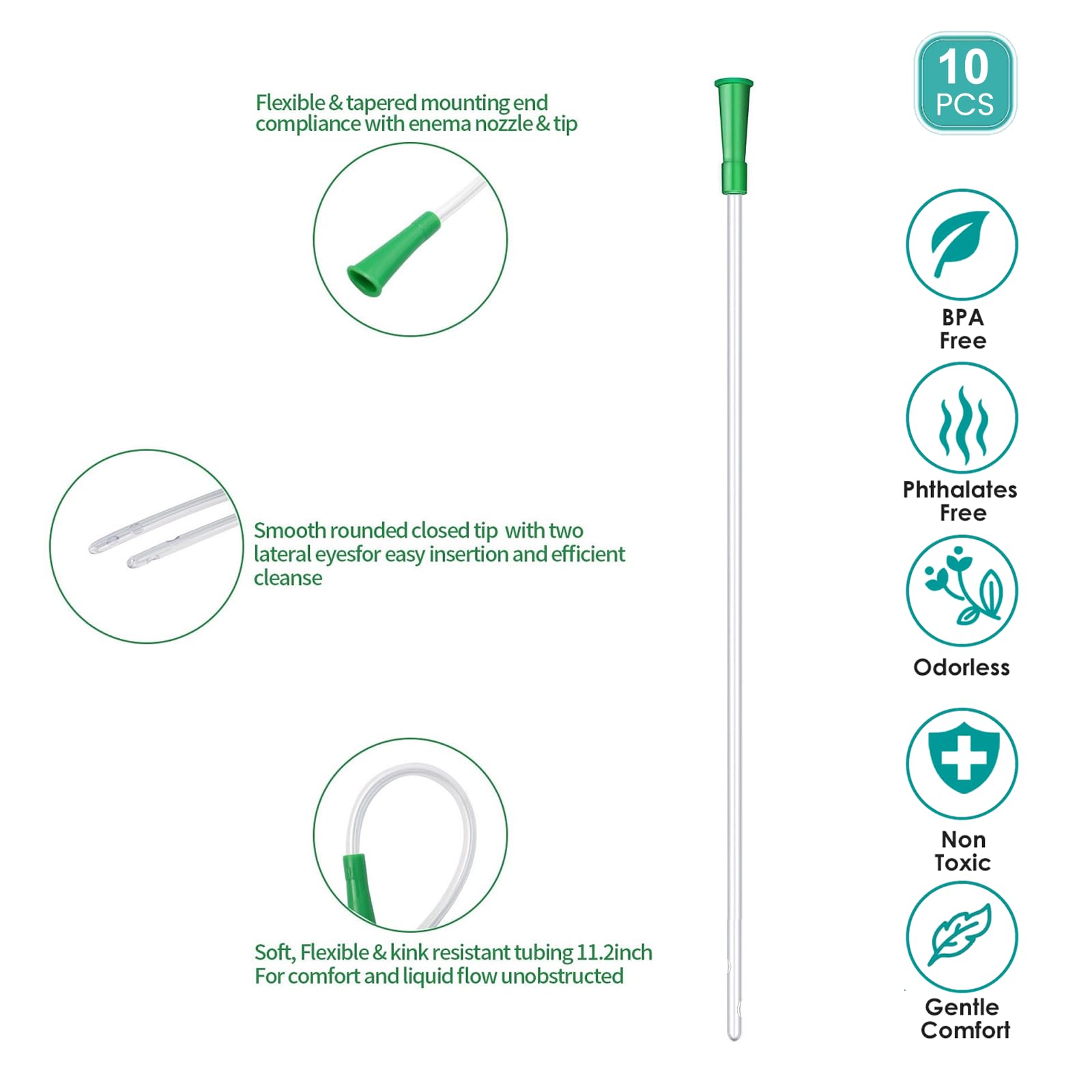 XIEXIECARE enema tip round end enhances gentle insertion for comfortable use.