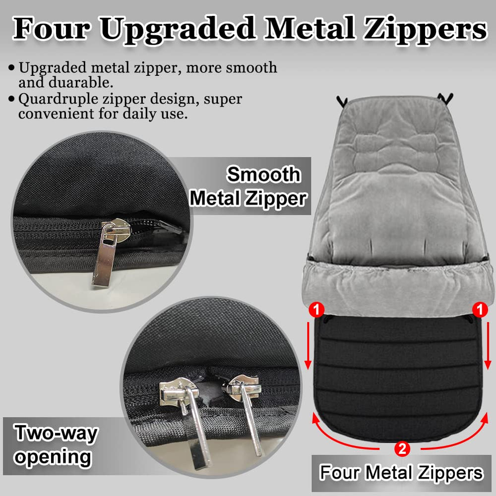 XIFAMNIY bunting bag with quadruple zip opening for easy changes.