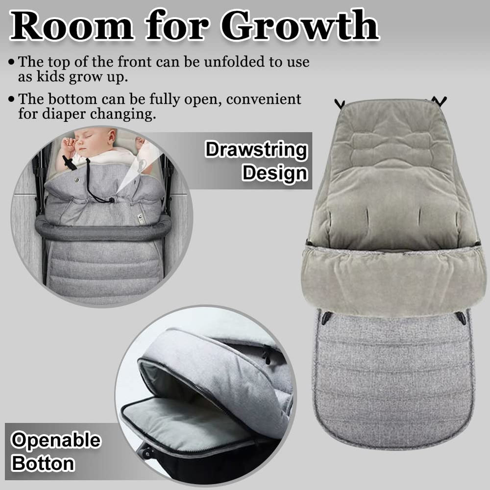 XIFAMNIY footmuff with quadruple zipper enables easy entry and adjustment.
