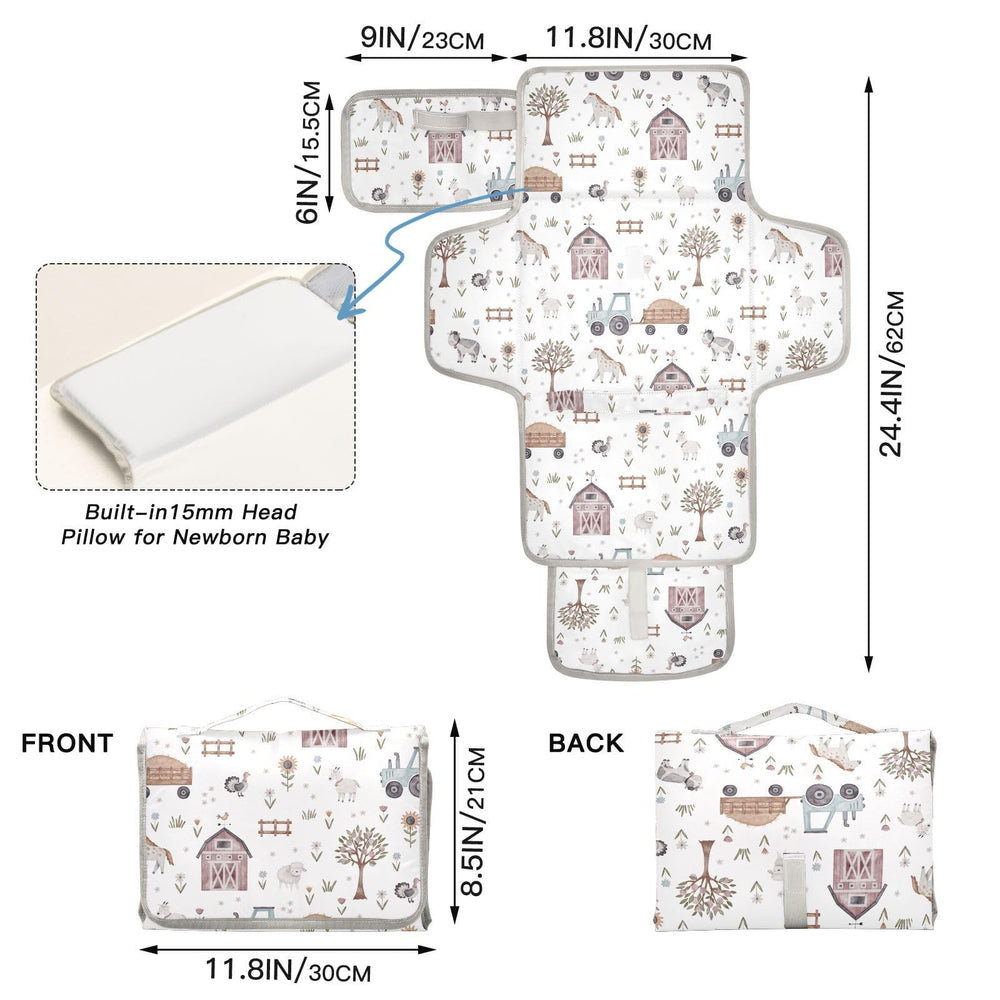 Xigua changing pad built-in pillow detail provides soft head support.