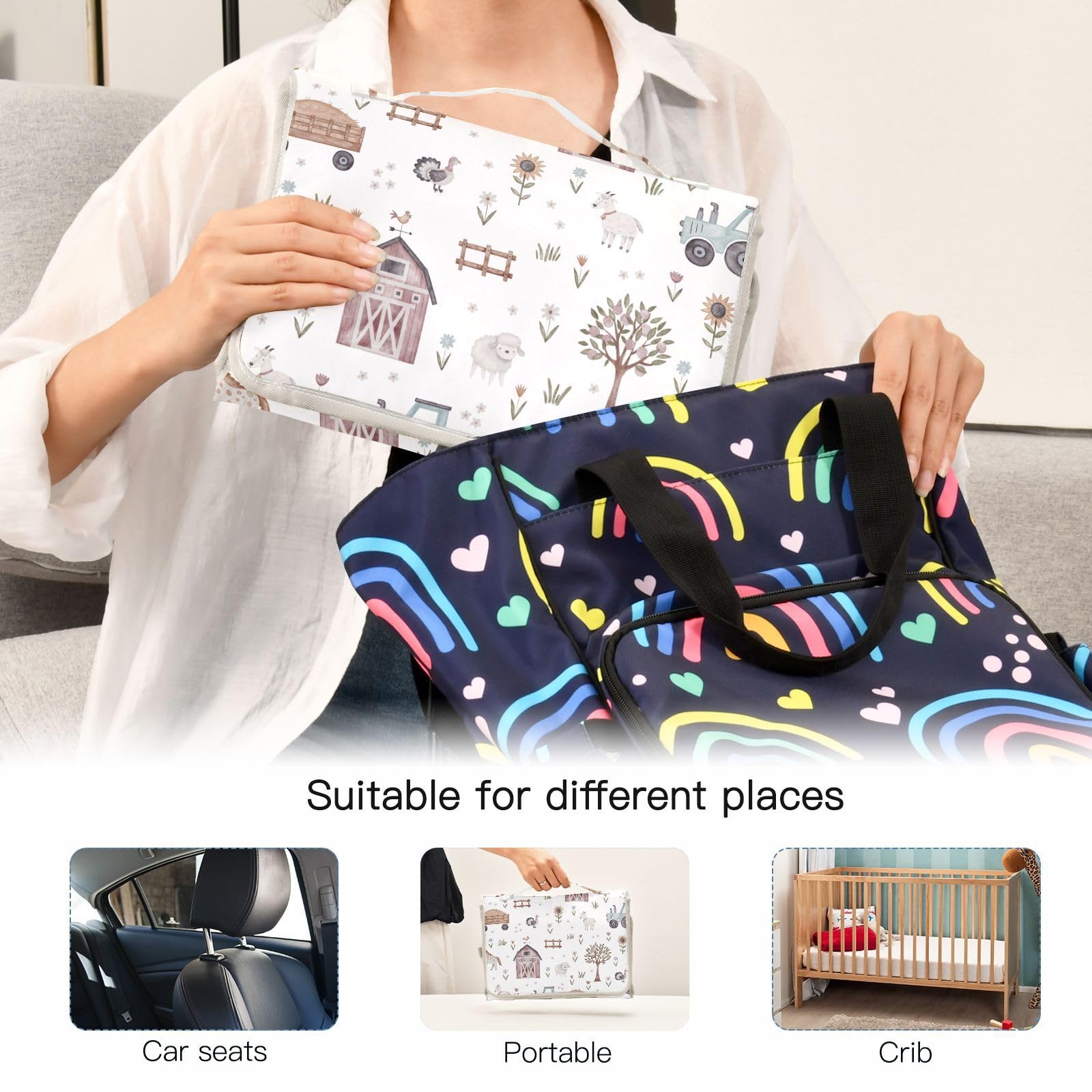 Xigua multi-pocket design keeps wipes and essentials within reach.