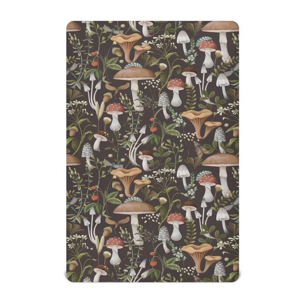 Xigua mushroom fitted crib sheet forest pattern offers soft comfort for naps.