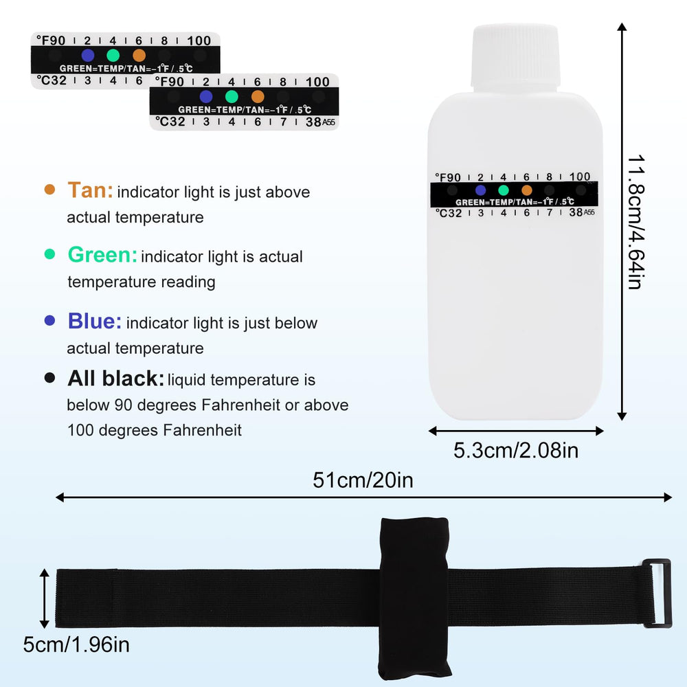 XIHIRCD temperature strip beside the bottle enables quick temp checks.