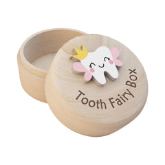 XIHUADOU Tooth Fairy Box in natural wood shows subtle grain, a sturdy keepsake for lost teeth