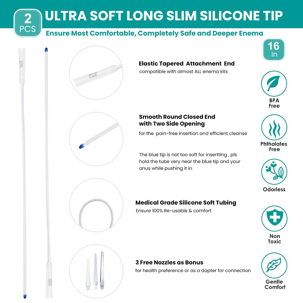 XIEXIECARE soft enema tip provides gentle insertion for comfortable use.