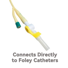 Ximter catheter valve silicone tubing is flexible for night bag or leg bag attachment.