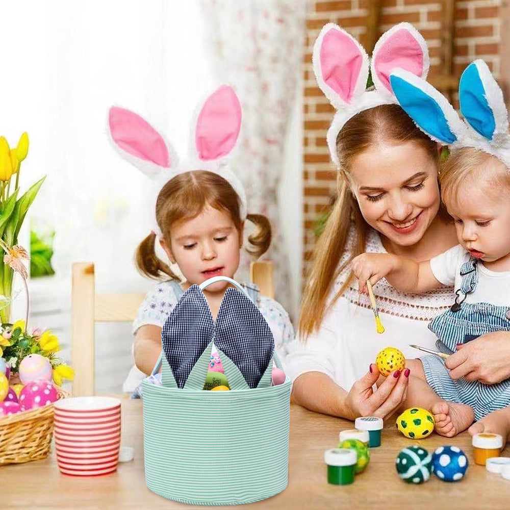 XinblueCo Easter bunny basket fluffy tail adds adorable charm for kids