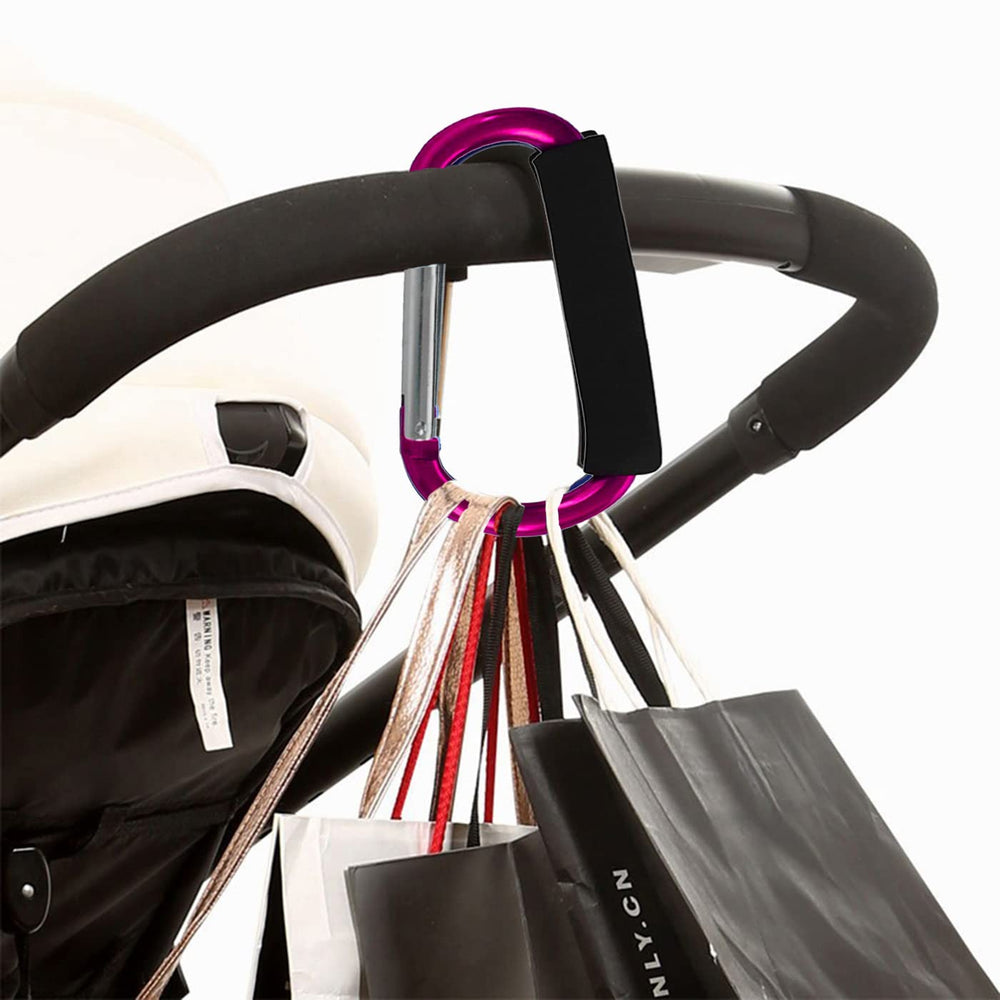 XINHUISHQZ rose red stroller hooks showing lightweight aluminum design.