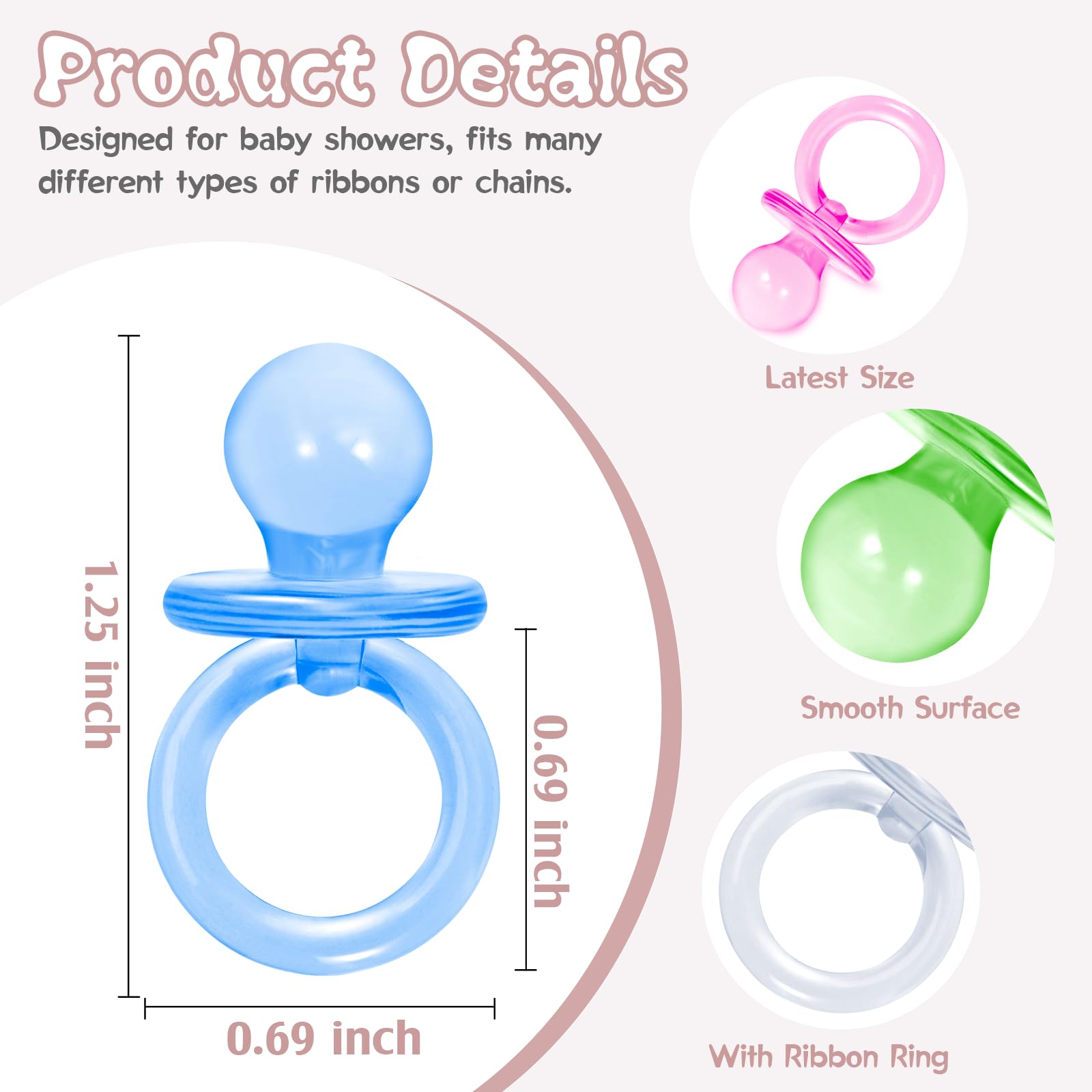 XINHUIDALSQ mini pacifier blue ideal for gender reveal games and playful table accents