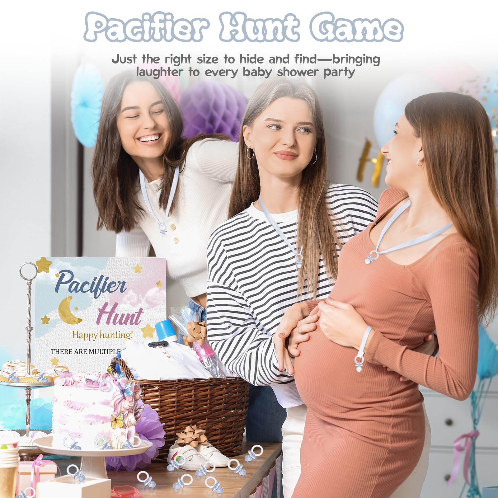 XINHUIDALSQ gender reveal decor with mini pacifiers for a charming touch.