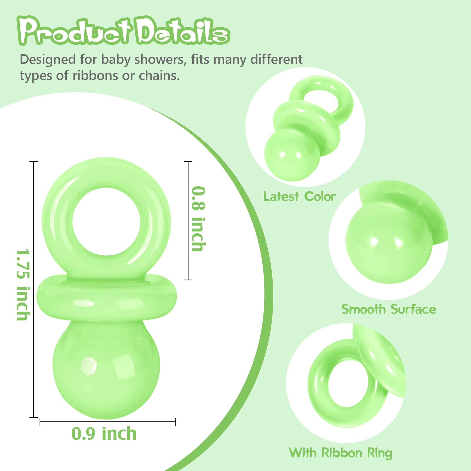 Close-up of XINHUIDALSQ pacifier showing the ribbon-threading ring
