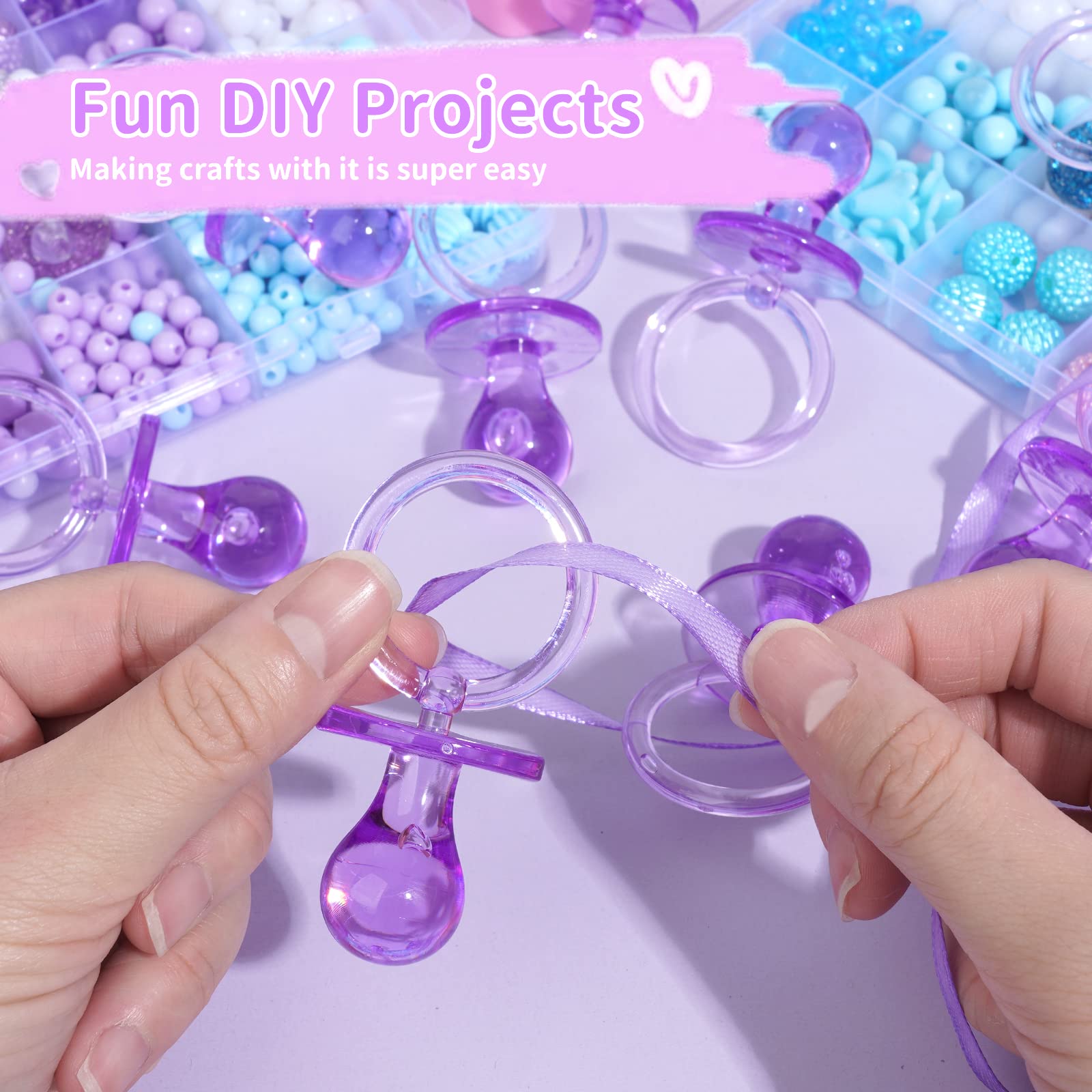 XINHUIDALSQ purple pacifier with ring for ribbon threading crafts