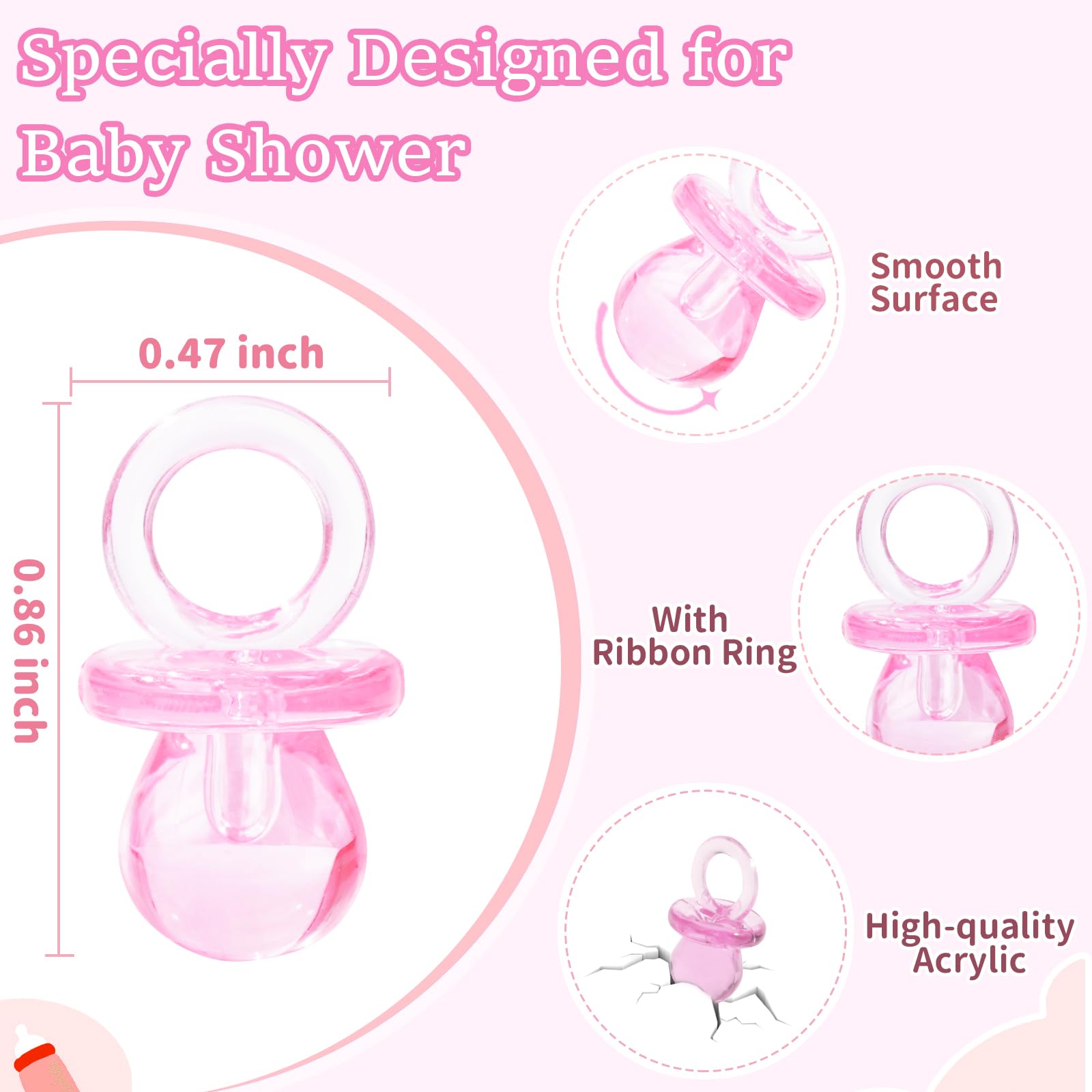 XINHUIDALSQ pink mini acrylic pacifier bulk pack for events