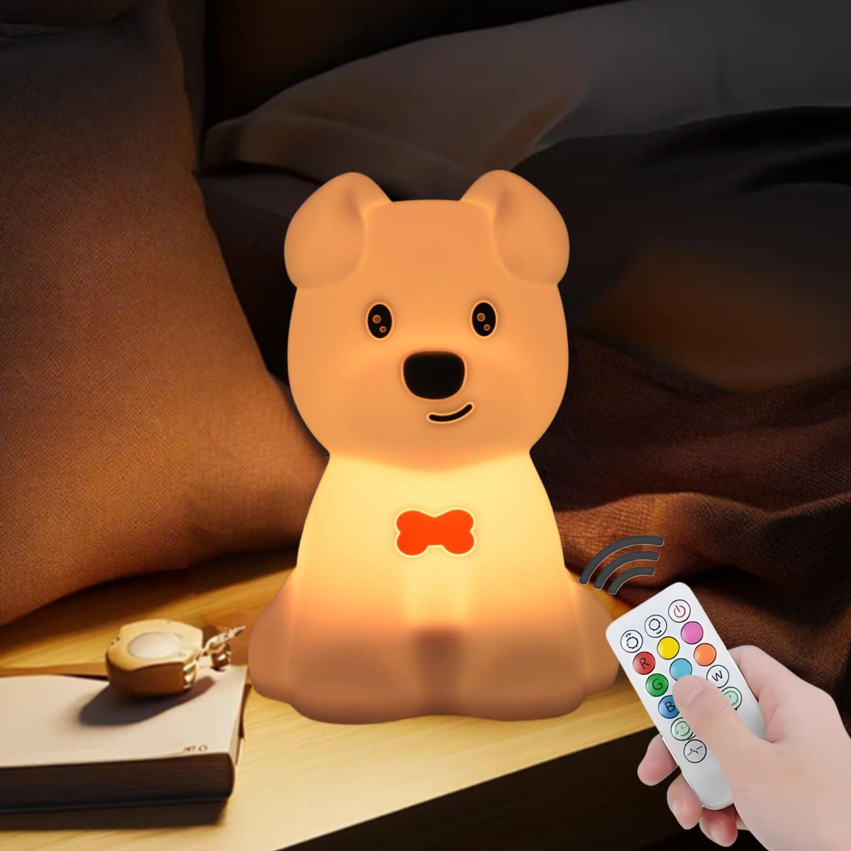 Xinjinhju dog night light 11 cm size glows softly for bedtime.