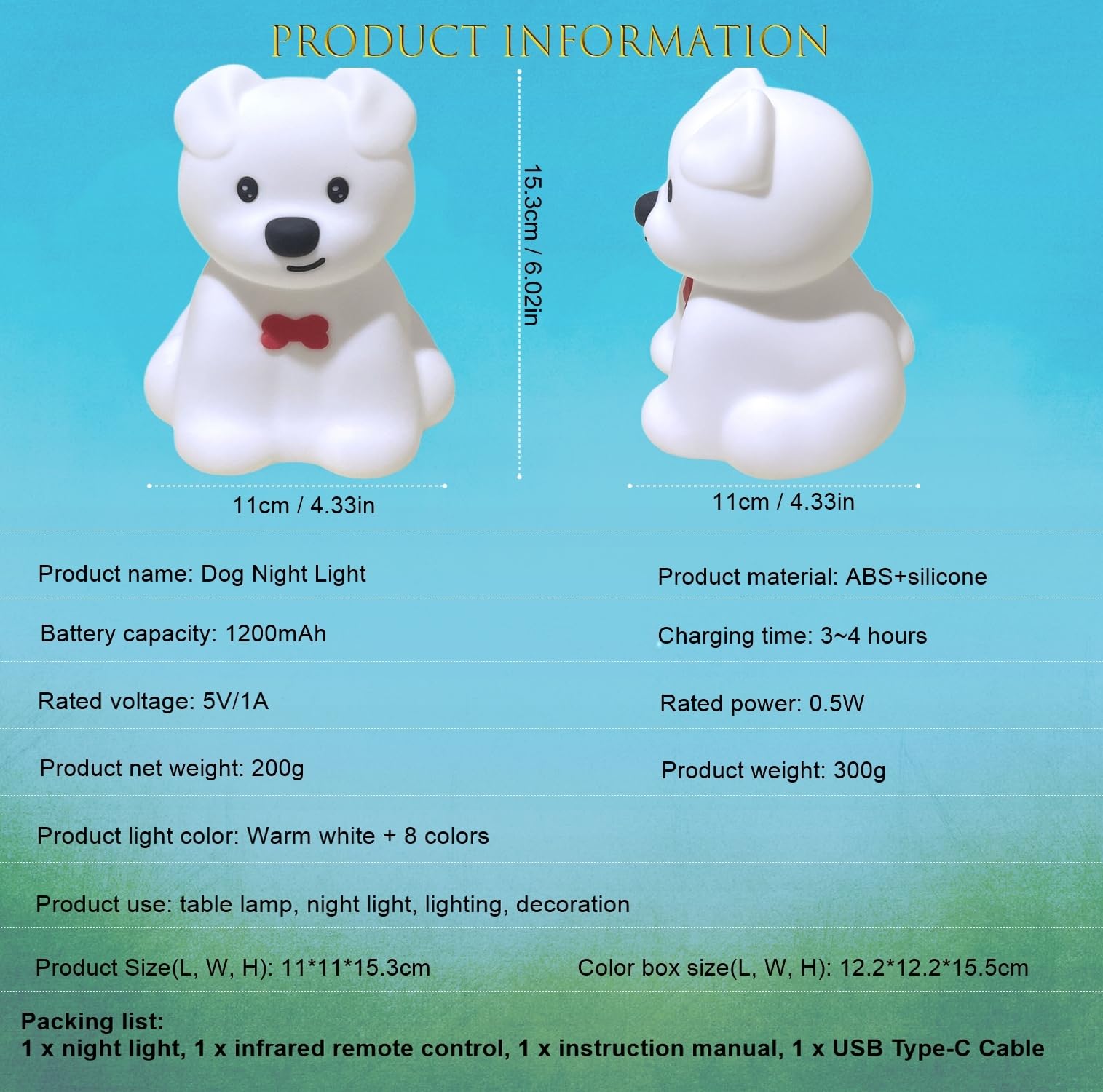 Xinjinhju dog night light portable for travel and camping.