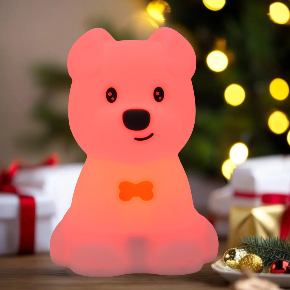 Xinjinhju dog night light emits a safe soft glow for kids.
