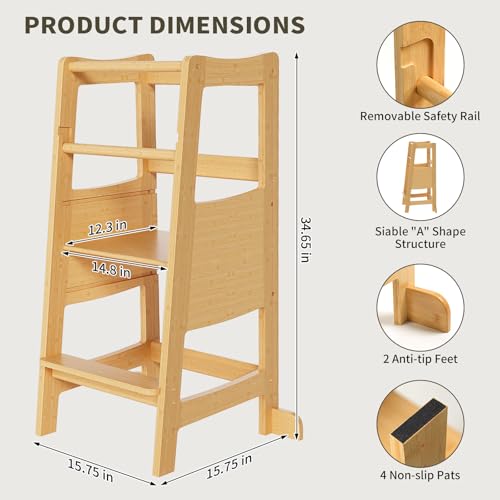 Xinyoec toddler stool with three adjustable heights for growing kids