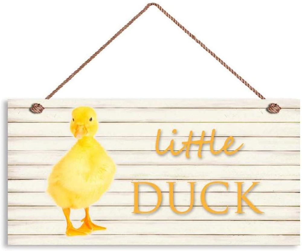 XIUXZMM Little Duck wood sign with duckling motif for nursery decor and wall art.