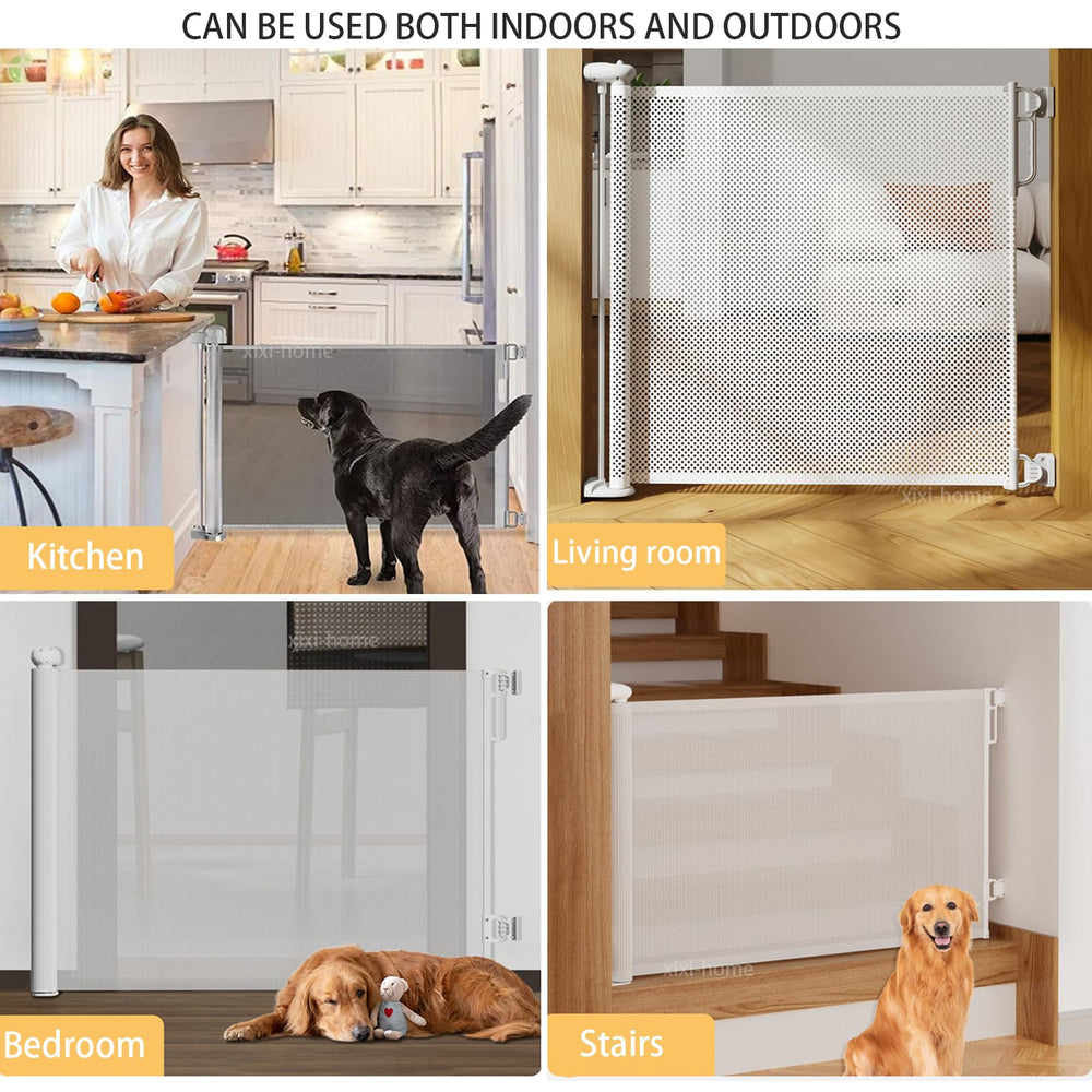 Xixi Home retractable gate in white design complements home decor